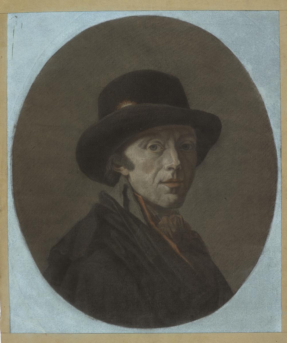 Portrait of the Geneva born painter Jean-Pierre Saint-Ours, realized by his daughter Catherine Saint-Ours after the self portrait made by the artist.